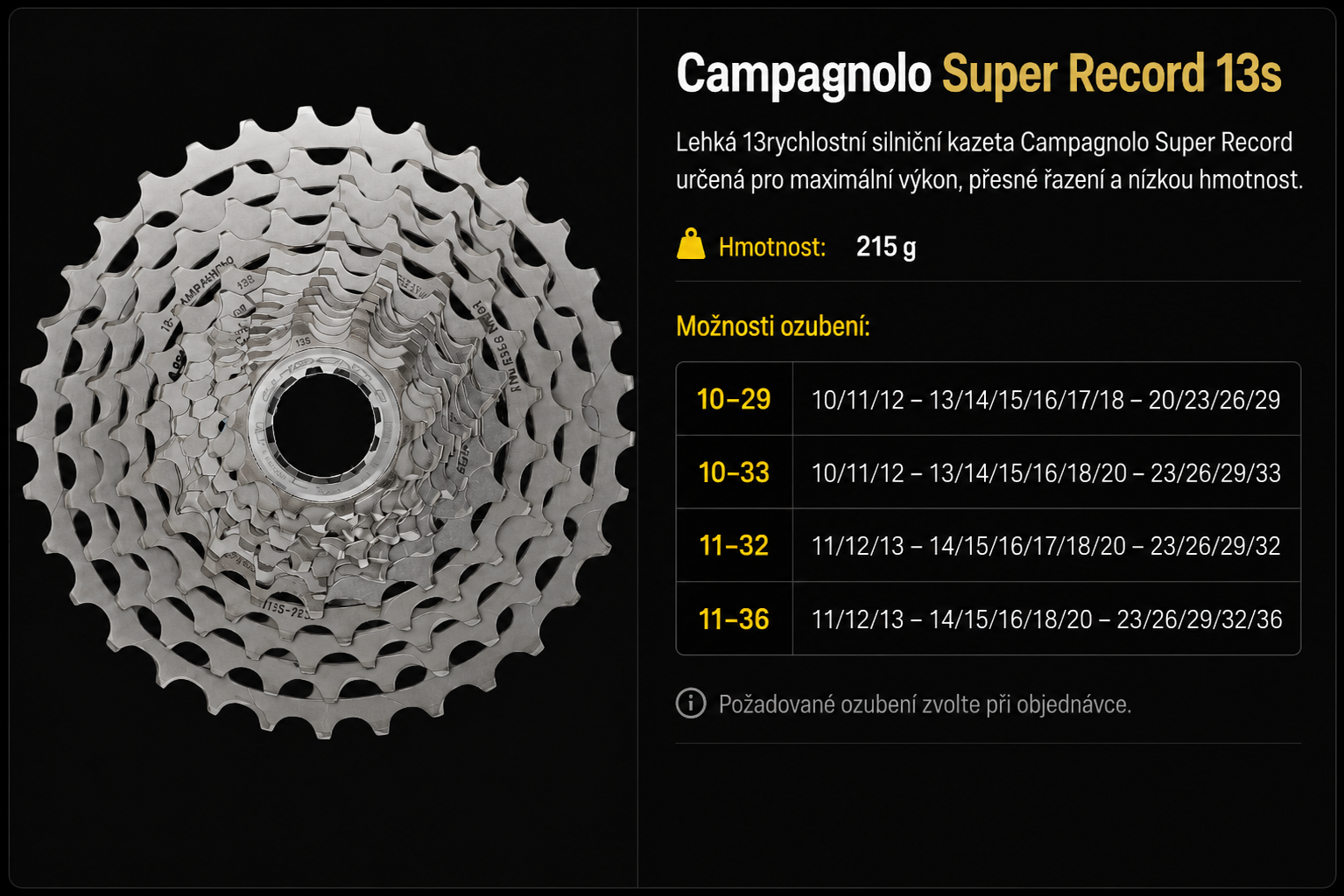Informační karta kazety Campagnolo Super Record 13s