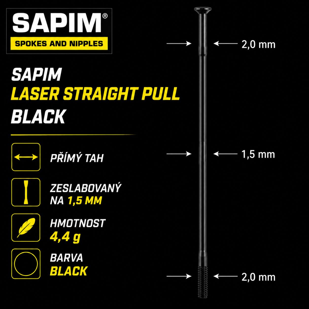 Sapim Laser Straight Pull Black